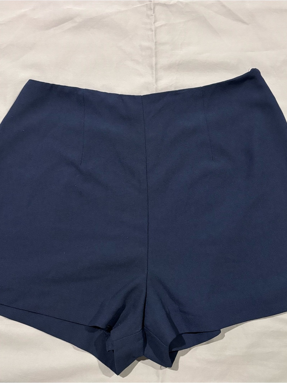 Forever 21 Navy High-Waist Navy Tailored Shorts with Inner Lining & Side Zipper